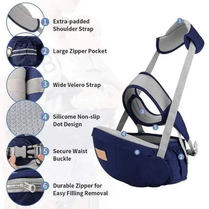 Baby Carrier With Hip Seat and shoulder strap For Age 0-36 Months