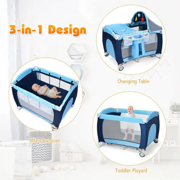 Babyjoy™ Baby Crib with Diaper Changer with playard