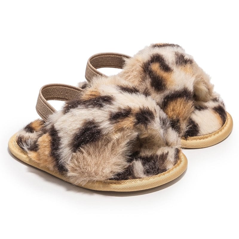 Proactive Baby Baby Footwear Cheetah Print / 0-6 Months Baywell Adorable Baby Faux Fur Slides Sandals