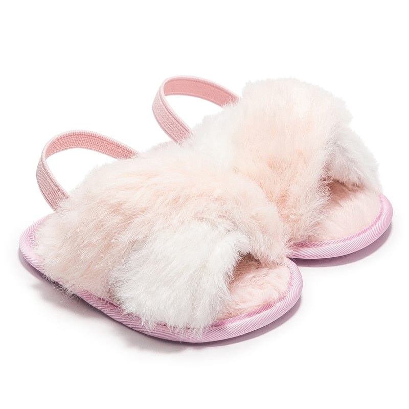 Proactive Baby Baby Footwear 9K / 0-6 Months / China Baywell Baby Girls Faux Fur Slides Sandals