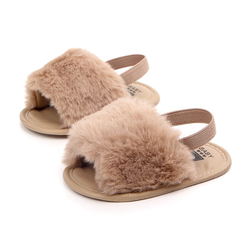 Proactive Baby Baby Footwear 9K / 0-6 Months Baywell Cute Baby Girls Faux Fur Slides Sandals