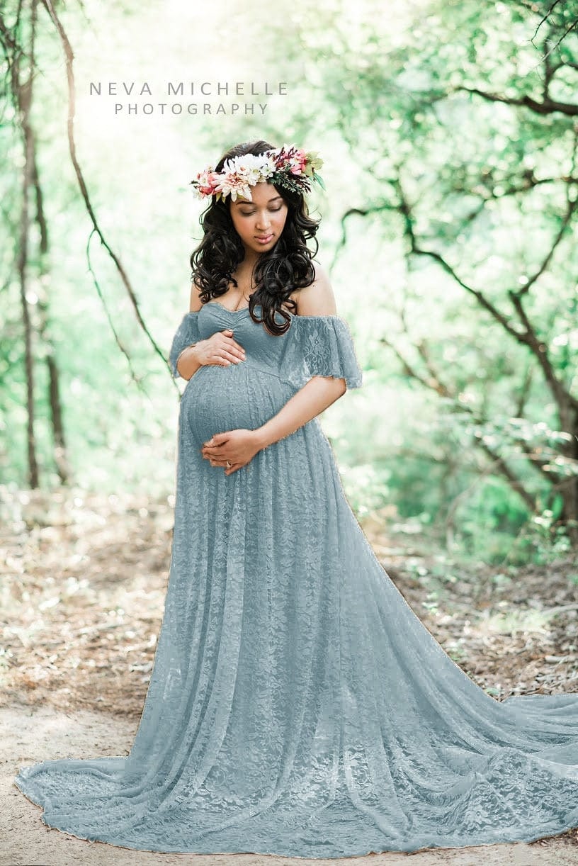 Royal Blue Pleated Big Swing Off Shoulder Long Sleeve Elegant Babyshower  Materni… | Long sleeve maternity dress, Maternity dresses, Maternity dresses  for photoshoot