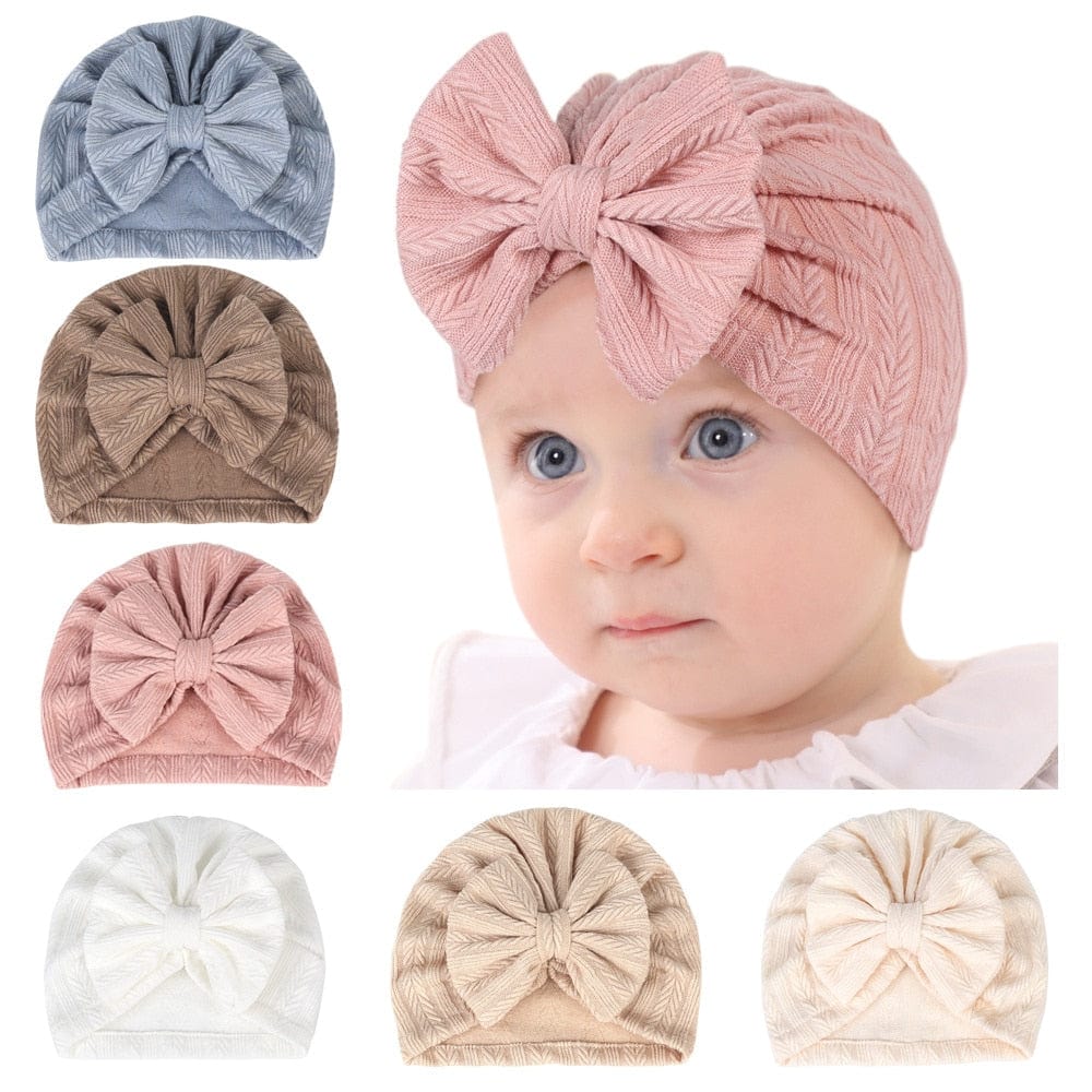 Proactive Baby Baby Headband Big Bow Soft Knitted Beanies for Baby Girls