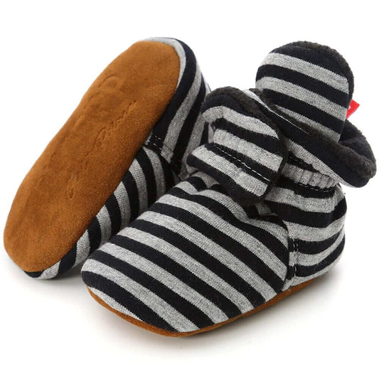 Boy/Girl Shoes With White Strip- Baby Booties Comfortable Soft, Anti-slip, Warm, Infant Shoes