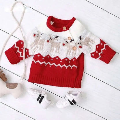ProBaby™ Christmas Baby/Infant Long Sleeve Sweater I Toddler Winter Sweater Reindeer Red Clothes Age 0-24 Months