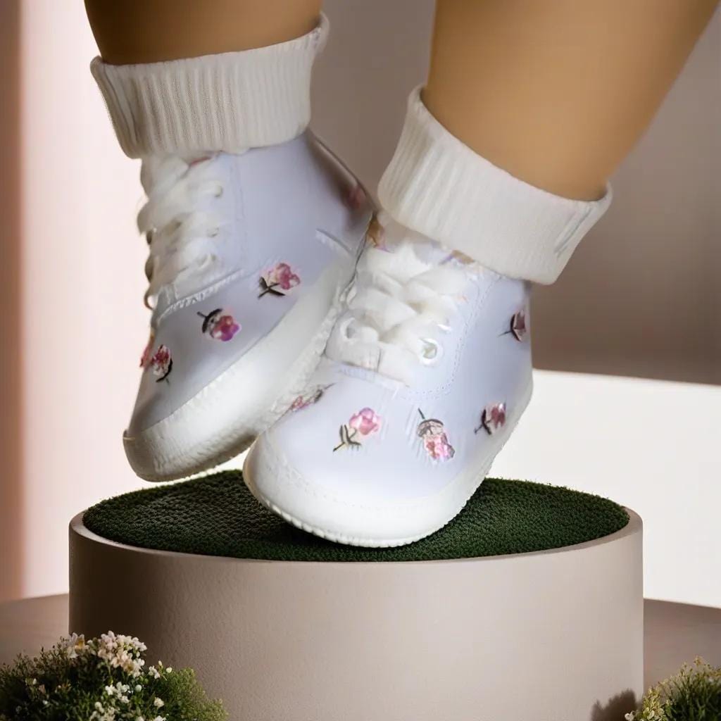 Proactive Baby ComfyBaby Cute Baby Girl Shoes With Floral Embroidery Print