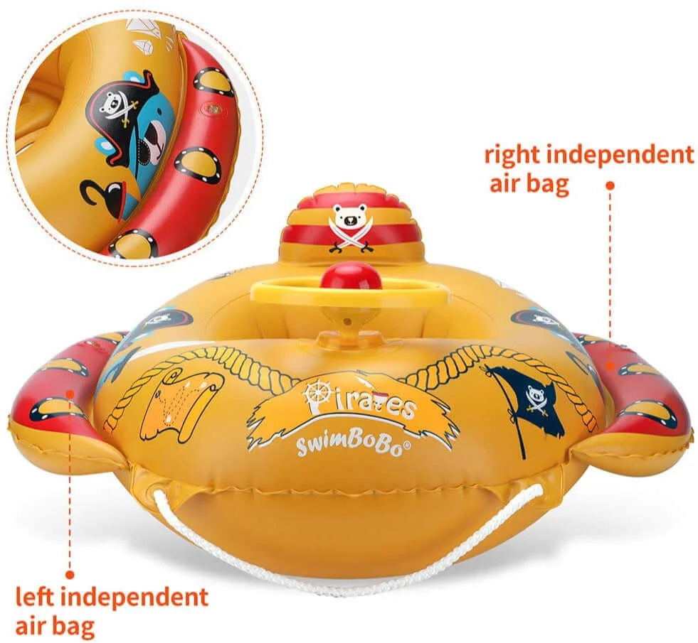 Toddler Inflatable Pirate Boat Pool Float With Built-in Squirt Gun