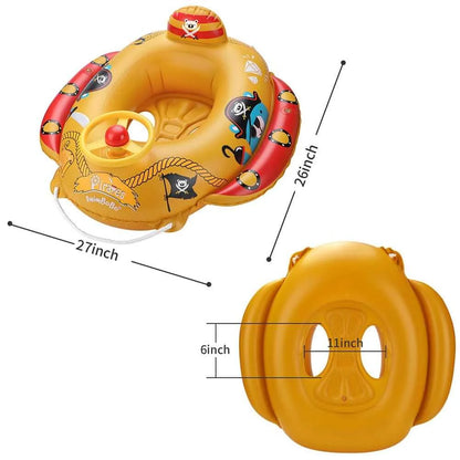 Toddler Inflatable Pirate Boat Pool Float With Built-in Squirt Gun