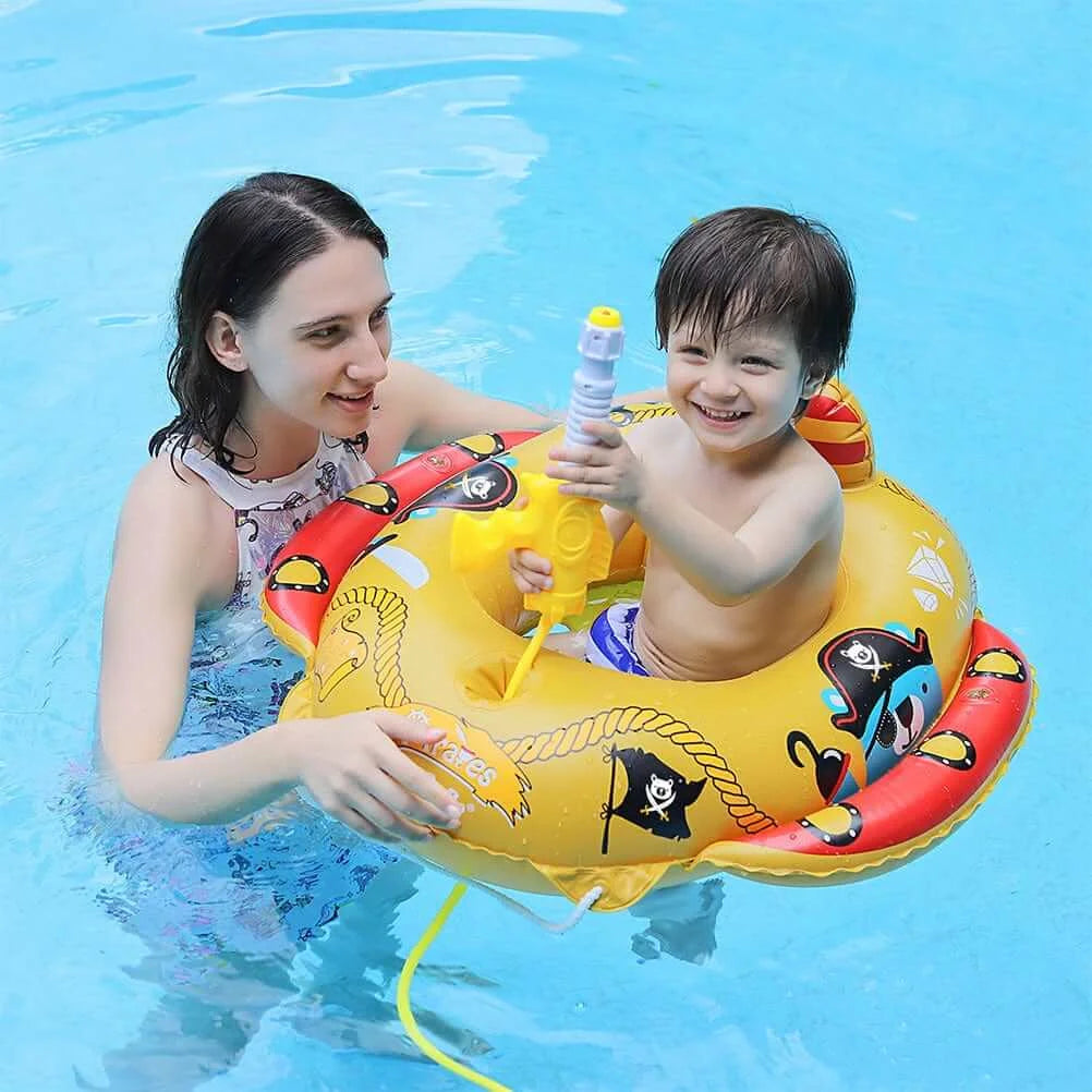 Toddler Inflatable Pirate Boat Pool Float With Built-in Squirt Gun