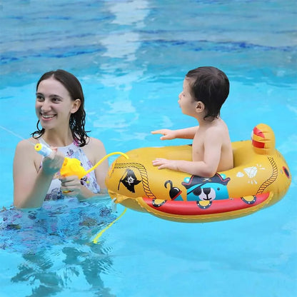 Toddler Inflatable Pirate Boat Pool Float With Built-in Squirt Gun