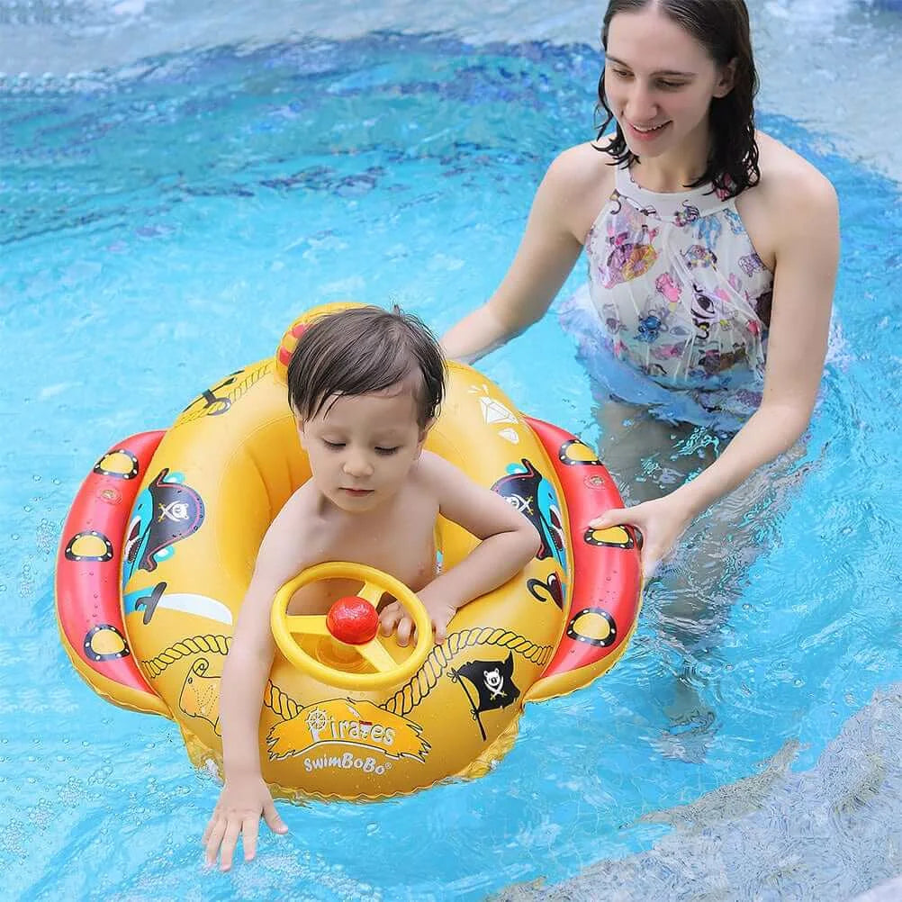 Toddler Inflatable Pirate Boat Pool Float With Built-in Squirt Gun