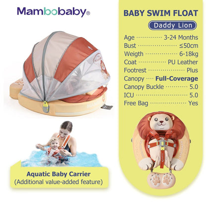 Mambobaby™ Baby Swim Float with Canopy & Safety Seat (3–24 Months) | Daddy Lion Edition - 10790228-3d-cover-steamship-m - Proactive Baby