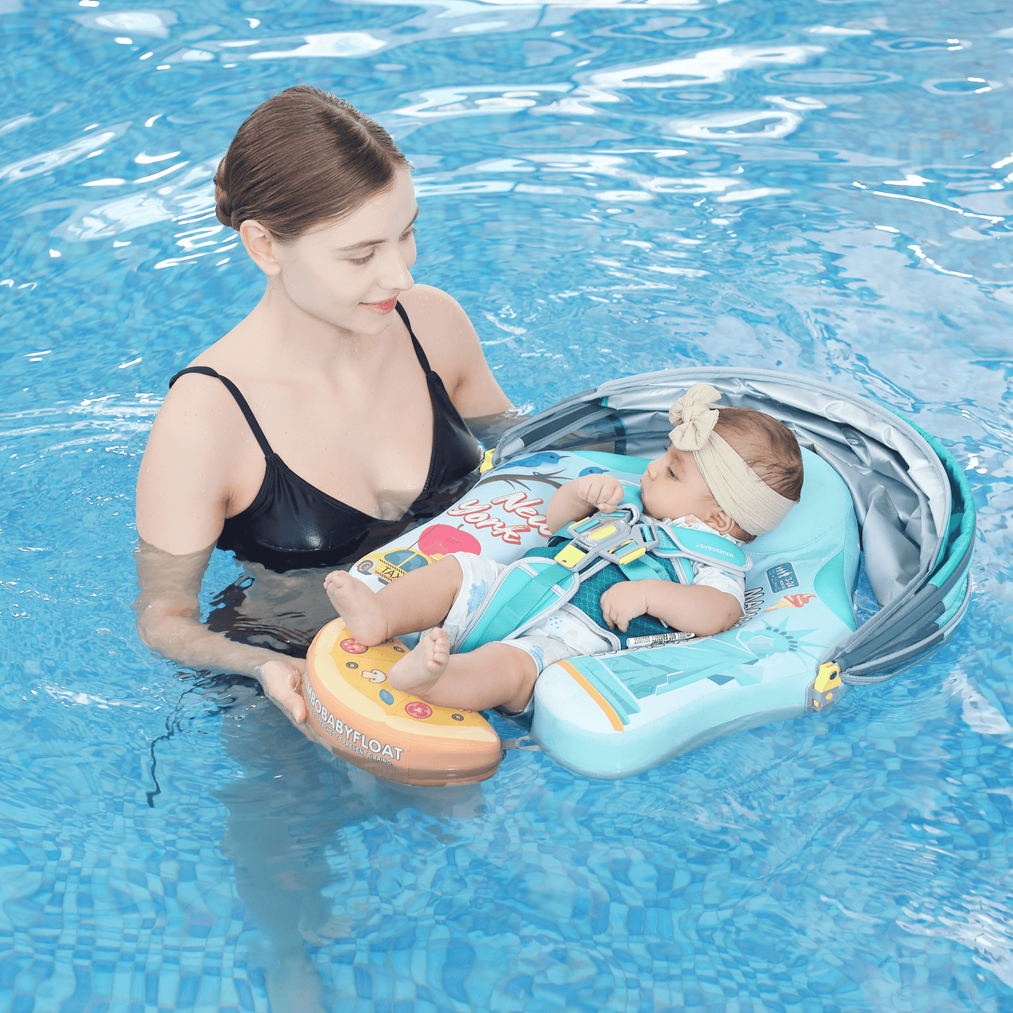 Mambobaby™ Baby Swim Float with Canopy & Safety Seat (3–24 Months) | Magic New York Edition - 10790228-3d-cover-steamship-m - Proactive Baby