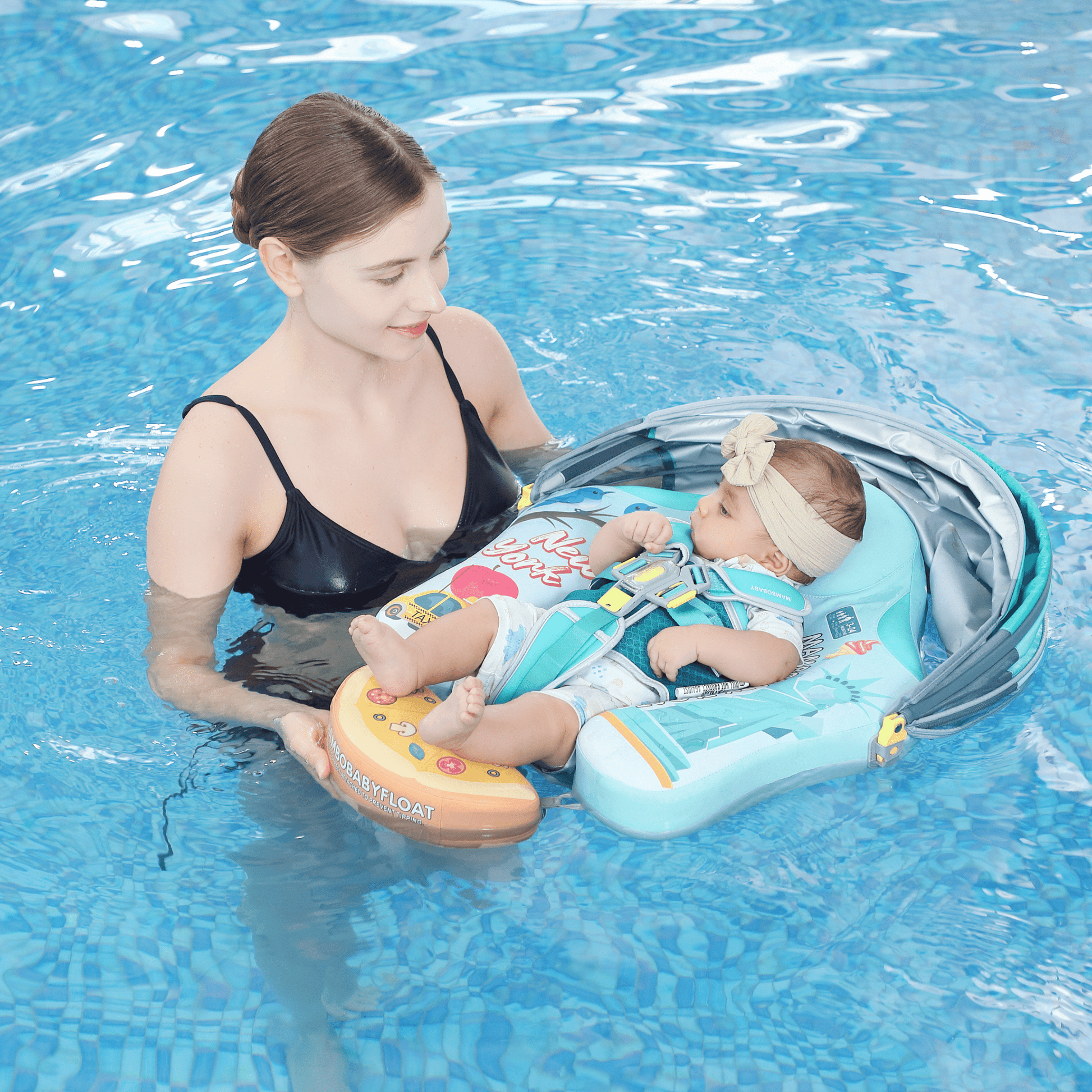 Mambobaby™ Baby Swim Float with Canopy & Safety Seat (3–24 Months) | Magic New York Edition - 10790228-3d-cover-steamship-m - Proactive Baby