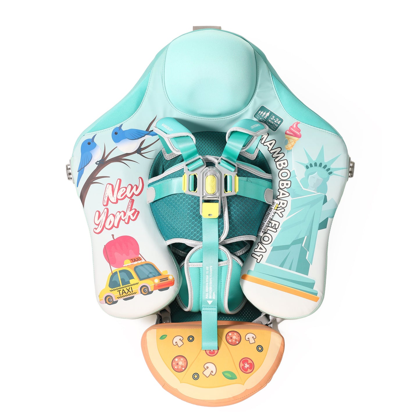 Mambobaby™ Baby Swim Float with Canopy & Safety Seat (3–24 Months) | Magic New York Edition - 10790228-3d-cover-steamship-m - Proactive Baby