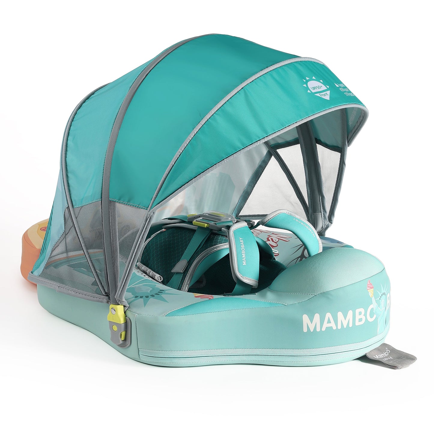 Mambobaby™ Baby Swim Float with Canopy & Safety Seat (3–24 Months) | Magic New York Edition - 10790228-3d-cover-steamship-m - Proactive Baby