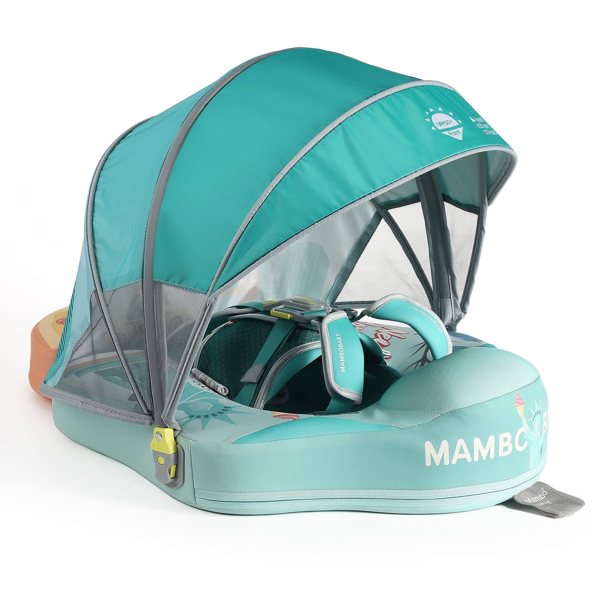Mambobaby™ Baby Swim Float with Canopy & Safety Seat (3–24 Months) | Magic New York Edition - 10790228-3d-cover-steamship-m - Proactive Baby
