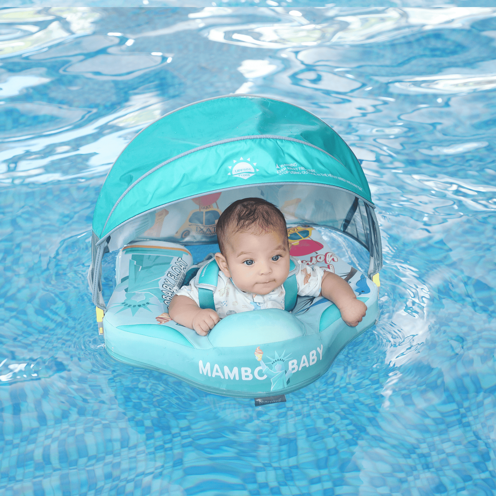 Mambobaby™ Baby Swim Float with Canopy & Safety Seat (3–24 Months) | Magic New York Edition - 10790228-3d-cover-steamship-m - Proactive Baby