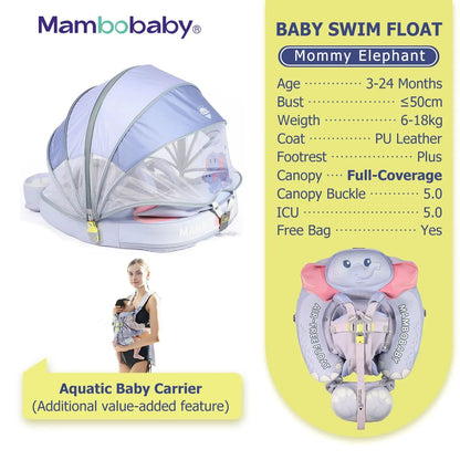 Mambobaby™ Baby Swim Float with Canopy & Safety Seat (3–24 Months) |Mommy Elephant Edition - 10790228-3d-cover-steamship-m - Proactive Baby