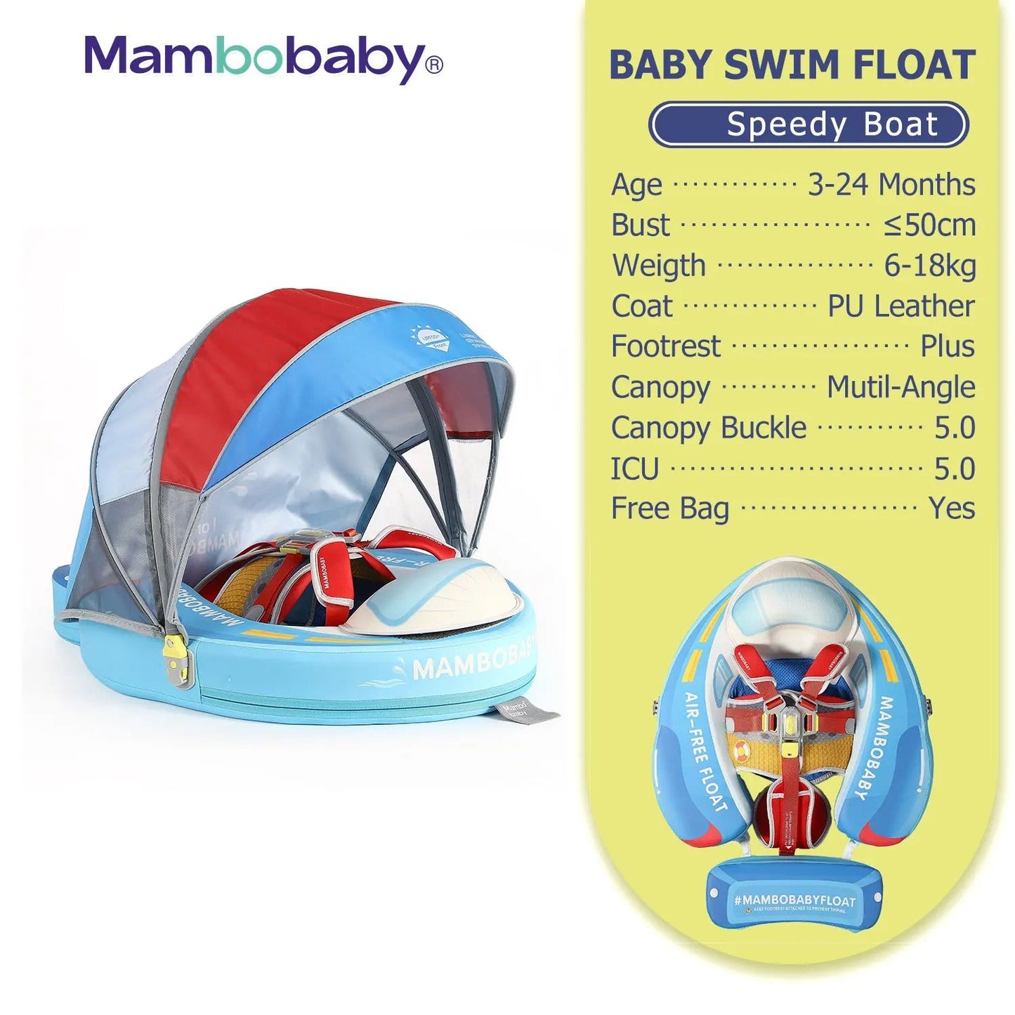 Mambobaby™ Baby Swim Float with Canopy & Safety Seat (3–24 Months) | Speedy Boat Edition - 10790228-3d-cover-steamship-m - Proactive Baby