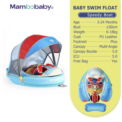 Mambobaby™ Baby Swim Float with Canopy & Safety Seat (3–24 Months) | Speedy Boat Edition - 10790228-3d-cover-steamship-m - Proactive Baby