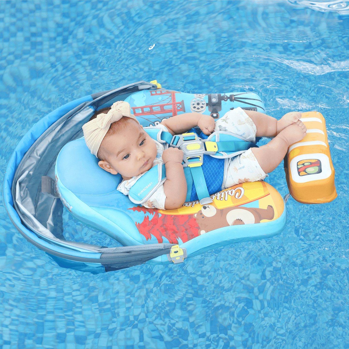 Mambobaby™ Baby Swim Float with Canopy & Safety Seat (3–24 Months) | Sunny California Edition - 10790228-3d-cover-steamship-m - Proactive Baby