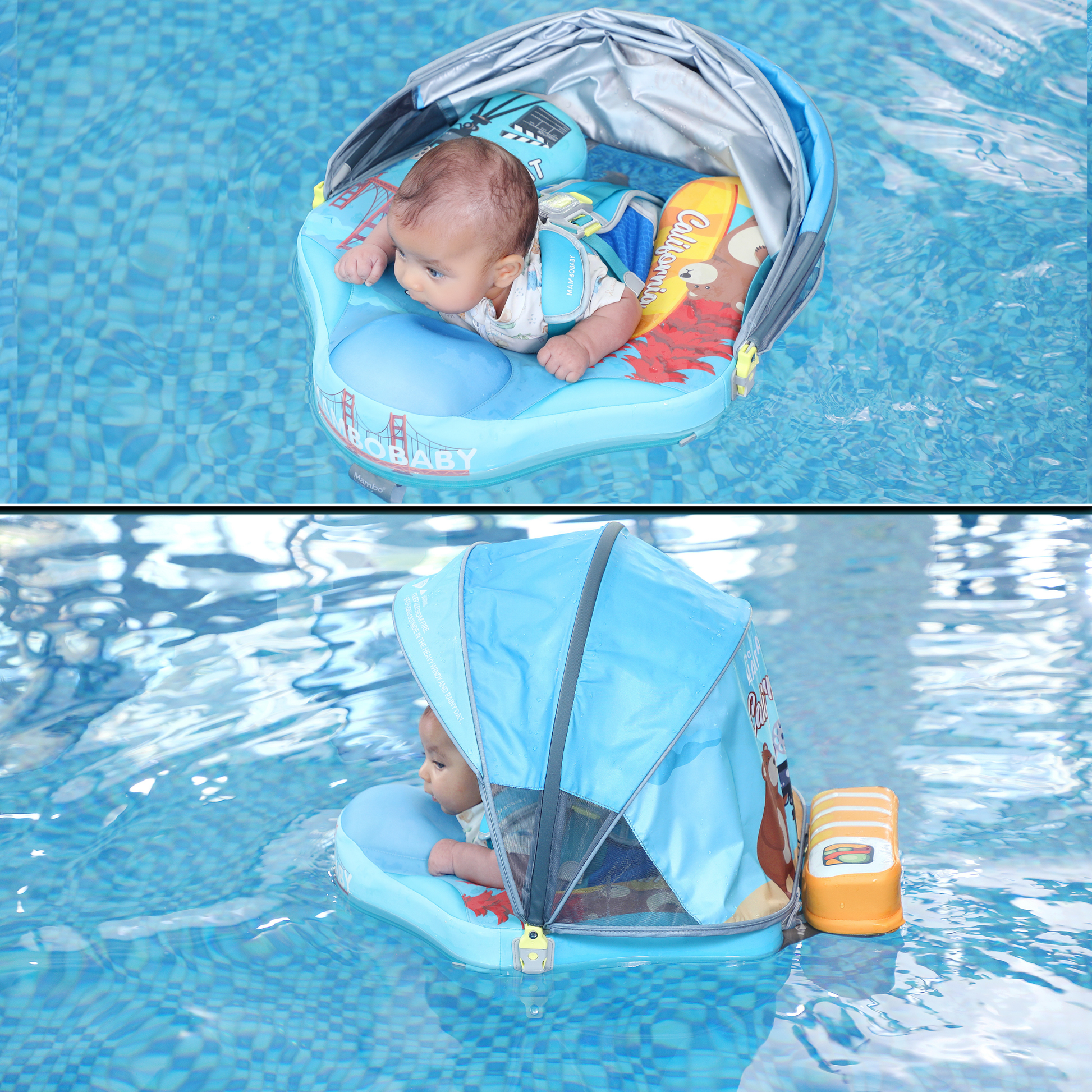 Mambobaby™ Baby Swim Float with Canopy & Safety Seat (3–24 Months) | Sunny California Edition - 10790228-3d-cover-steamship-m - Proactive Baby