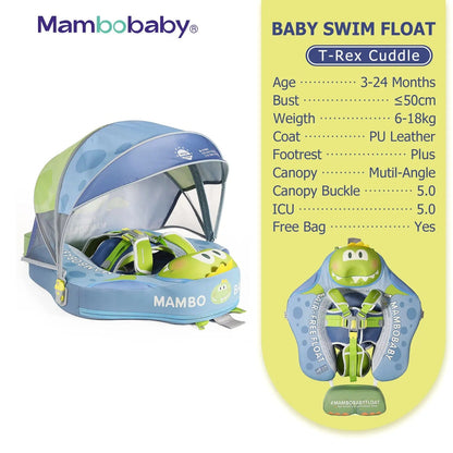 Mambobaby™ Baby Swim Float with Canopy & Safety Seat (3–24 Months) | T - Rex Cuddle Edition - 10790228-3d-cover-steamship-m - Proactive Baby