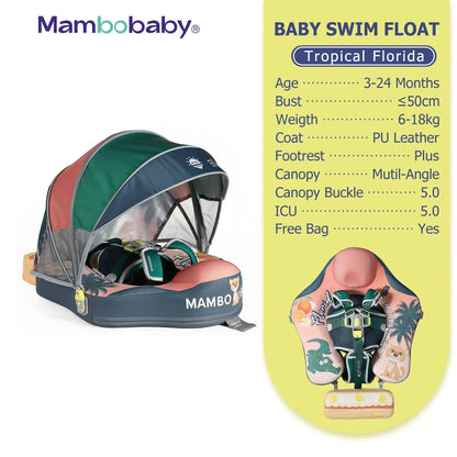 Mambobaby™ Baby Swim Float with Canopy & Safety Seat (3–24 Months) |Tropical Florida Edition - 10790228-3d-cover-steamship-m - Proactive Baby