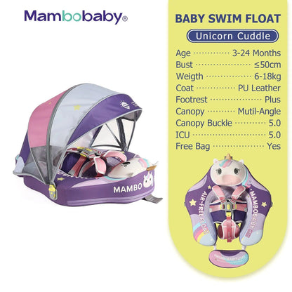Mambobaby™ Baby Swim Float with Canopy & Safety Seat (3–24 Months) | Unicorn Cuddle Edition - 10790228-3d-cover-steamship-m - Proactive Baby