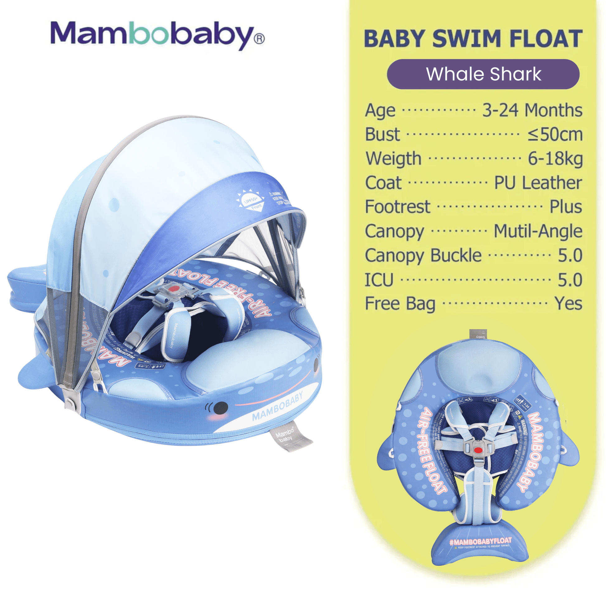 Mambobaby™ Baby Swim Float with Canopy & Safety Seat (3–24 Months) |Whale Shark Edition - 10790228-3d-cover-steamship-m - Proactive Baby