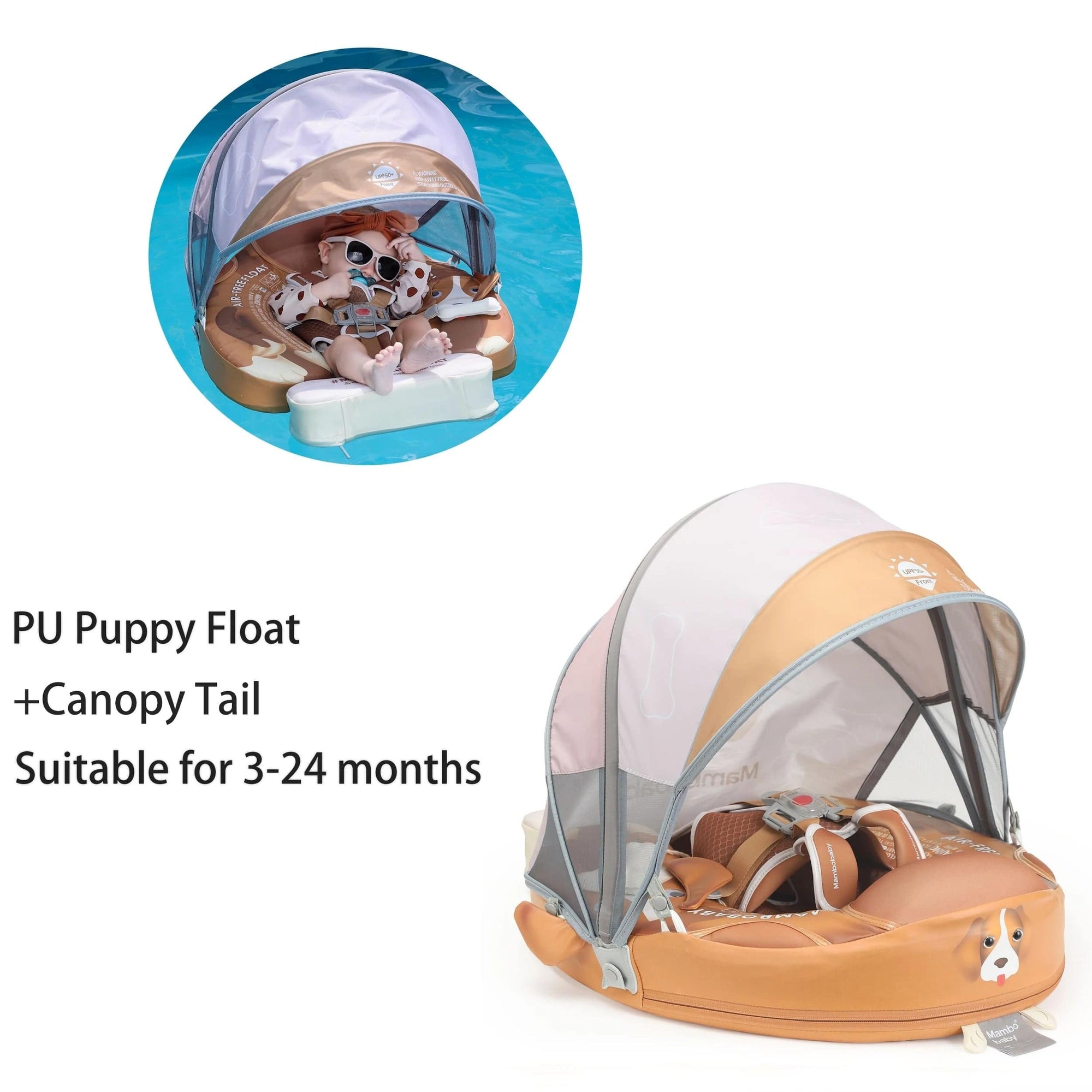 Mambobaby Non-Inflatable Baby Swim Trainer With Improved Tail- Dinosau