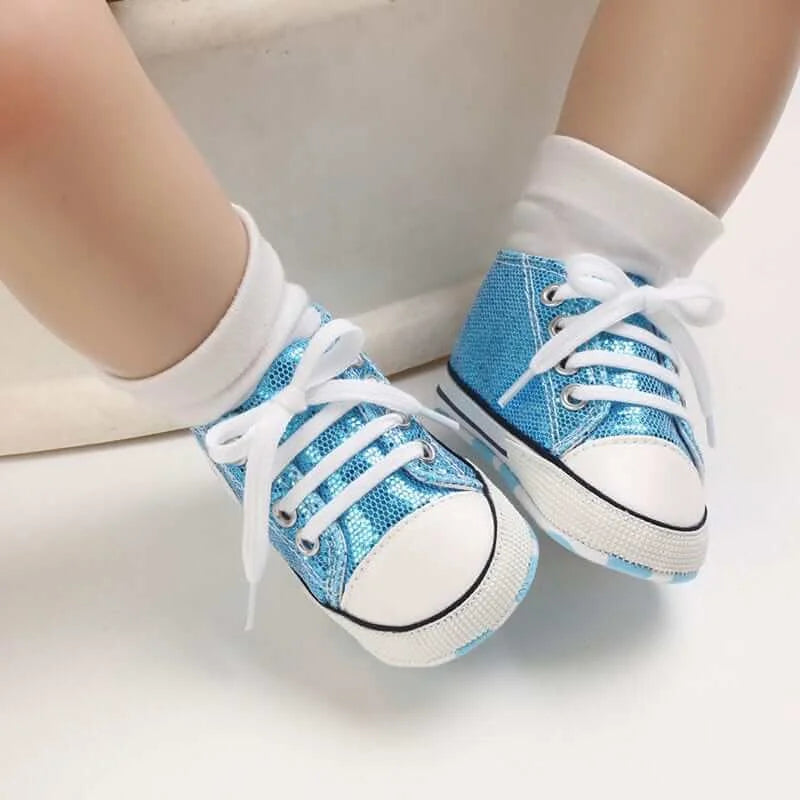 Sequined Canvas Baby Sneakers For Boys/Girls