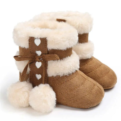 Winter Warm Snow Baby Boots With Fluff Balls