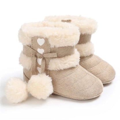 Winter Warm Snow Baby Boots With Fluff Balls