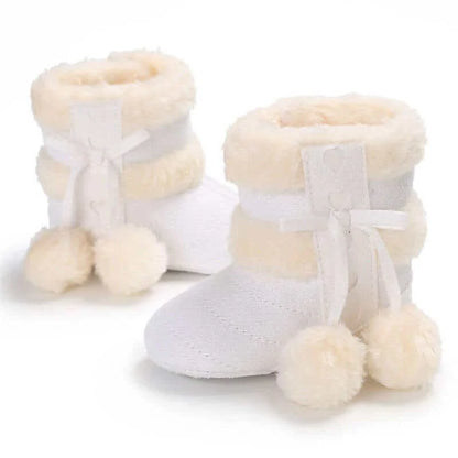 Winter Warm Snow Baby Boots With Fluff Balls