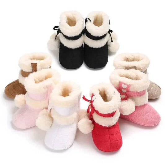 Winter Warm Snow Baby Boots With Fluff Balls