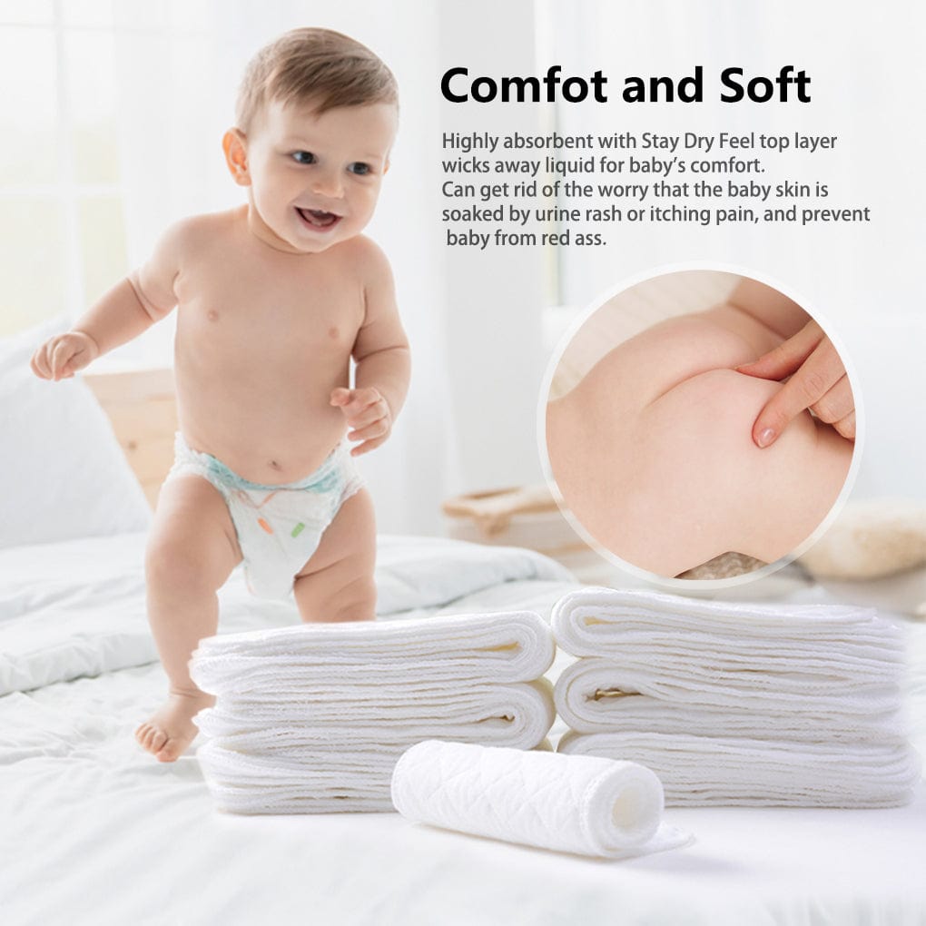 Buy Rachna's Organic Cotton Diaper Inserts Wet-Free High Absorbent Super  Soft Reusable Baby Liner Pad Set for Adjustable Cloth Diapers - White -  Pack of 2 (36 x 14 Centimetres) Online at