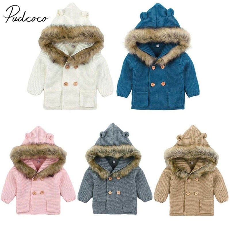 Proactive Baby 2019 Baby Spring Autumn Clothing Newborn Infant Baby Boy Girl Long Sleeve Knit Outfits Warm Winter Coat 3D Ears Outerwear 02-24M