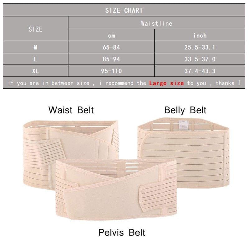 3 in1 Postpartum Support - C Section Recovery Belly Wrap Waist/Pelvis Belt Body  Shaper Postnatal Waist Shapewear (Nude, One Size)
