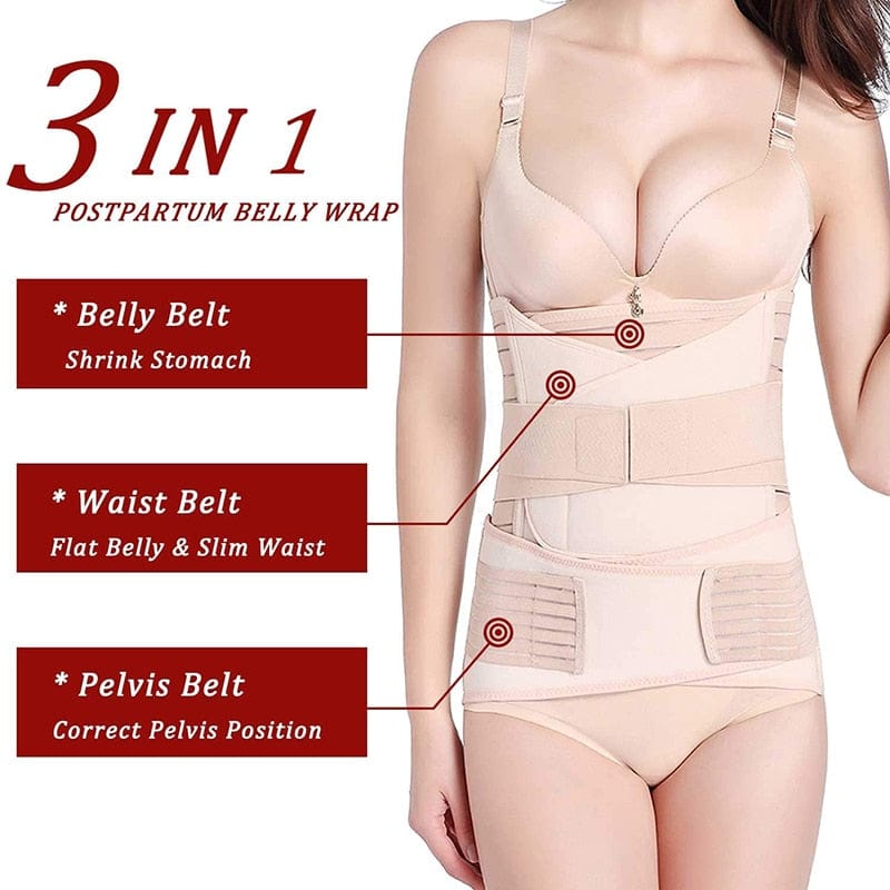 Postpartum Belly Wrap3 In 1 C Section Recovery Support Belt Abdominal Binder  Postnatal Girdle Body Shaper Waist