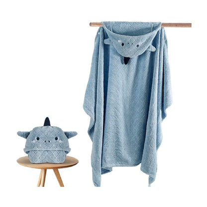 Proactive Baby Blue Baby Bath Super Absorbent Towel For Newborn With Cute Embroidered & Hooded Style