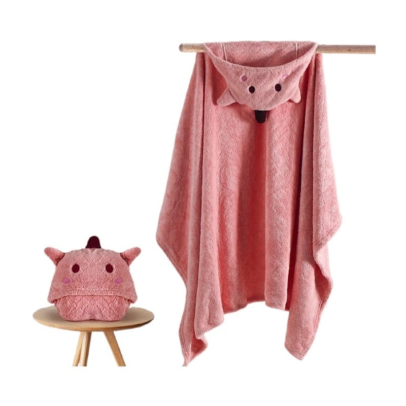 Proactive Baby Pink Baby Bath Super Absorbent Towel For Newborn With Cute Embroidered & Hooded Style