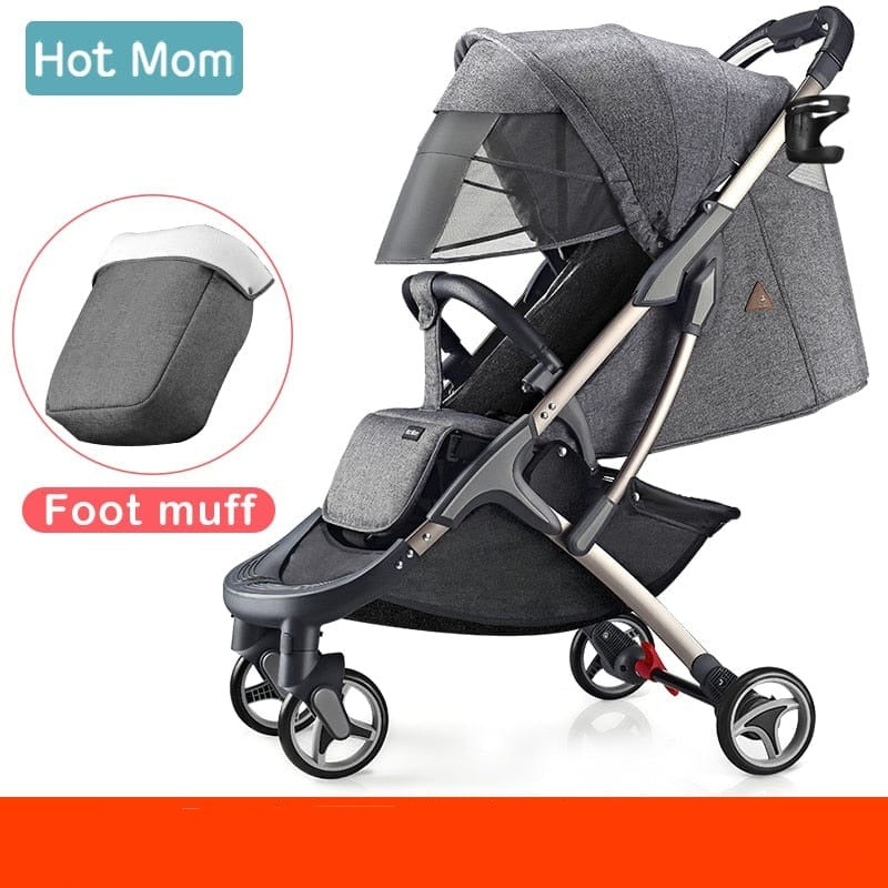 Proactive Baby Baby Carriage Stroller lightweight with foot muff,Hot Mom Compact portable Buggy ,Mini Travel Stroller,M19-Grey