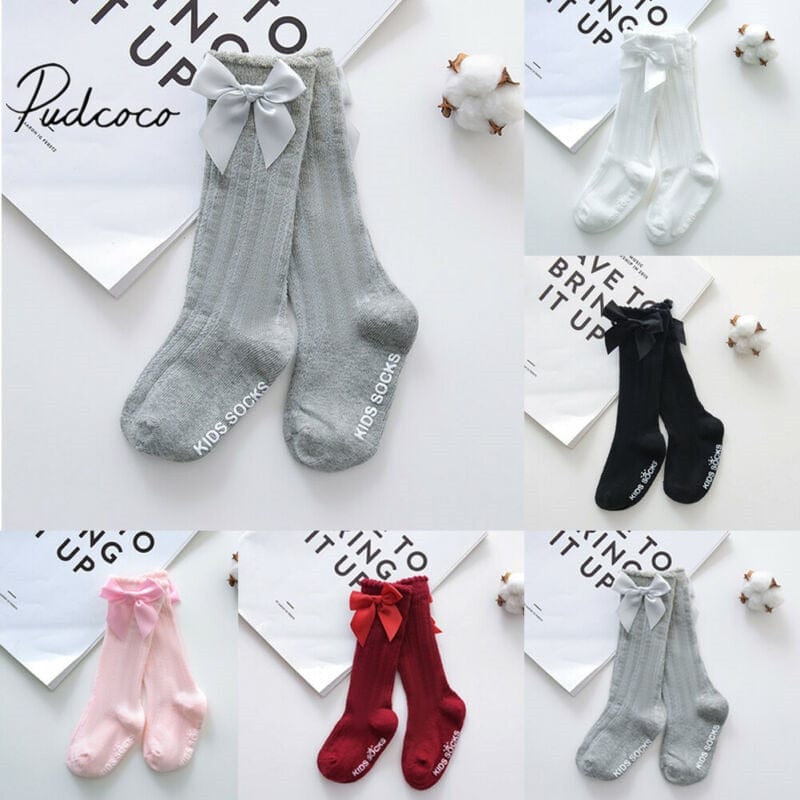 Proactive Baby Baby Long Soft Cotton Lace Baby Socks Bowknot 100% Cotton Socks