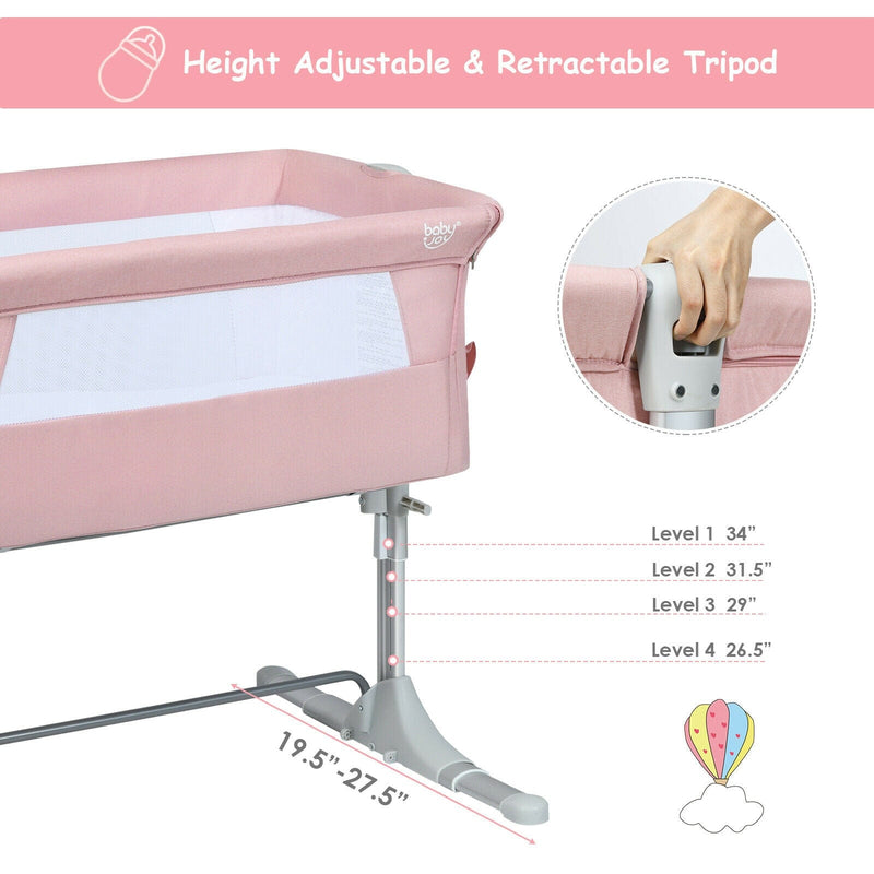 Babyjoy Baby Bedside Crib I Portable Bed Side with Carrying B
