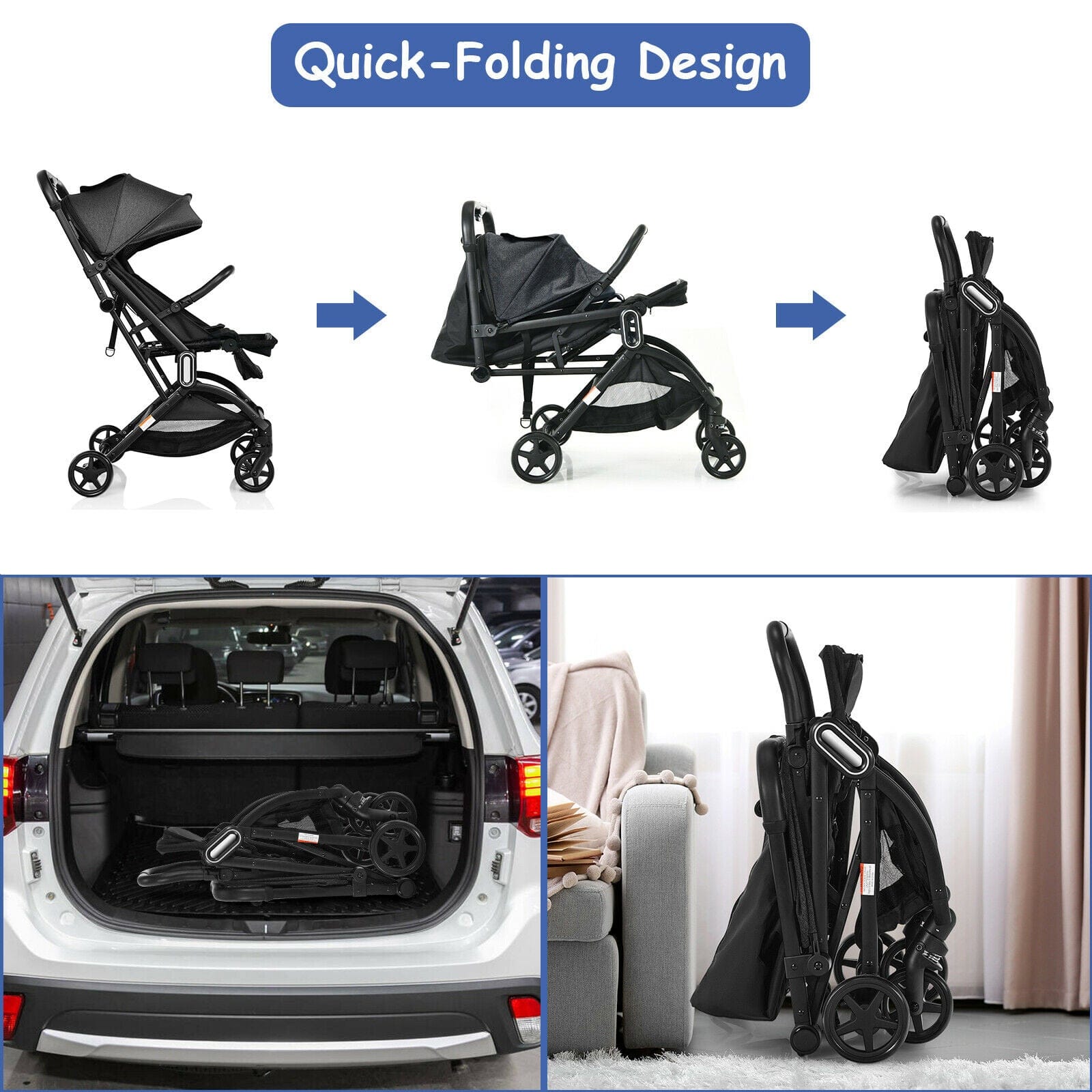 Proactive Baby Babyjoy Lightweight Baby Stroller Foldable Travel Stroller for Airplane Black  BC10002BK