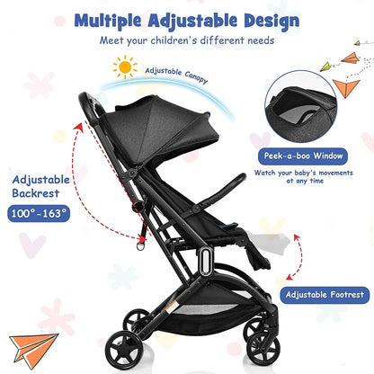 Proactive Baby Babyjoy Lightweight Baby Stroller Foldable Travel Stroller for Airplane Black  BC10002BK