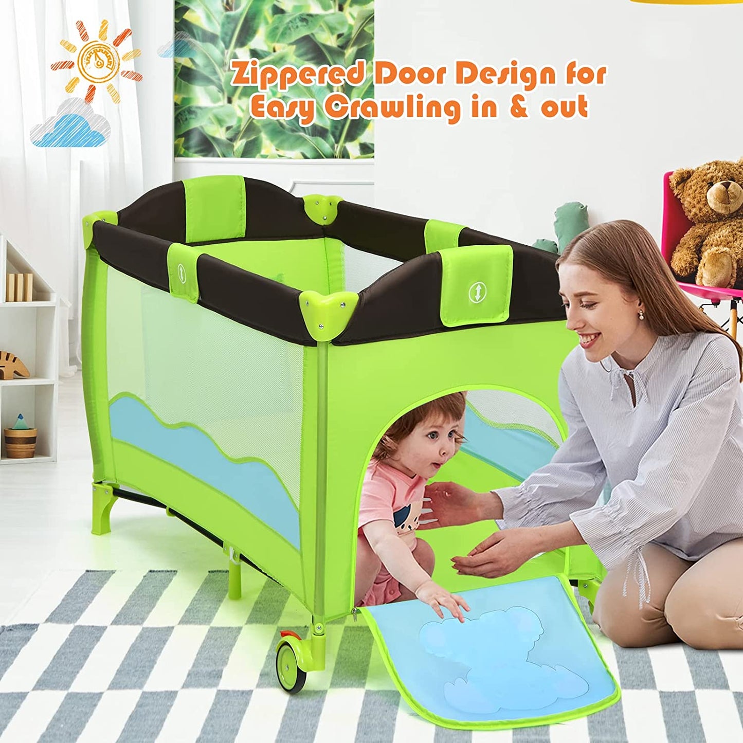 Proactive Baby Baby & Toddler Babyjoy™ Portable Baby Crib/ Bassinet With Playard