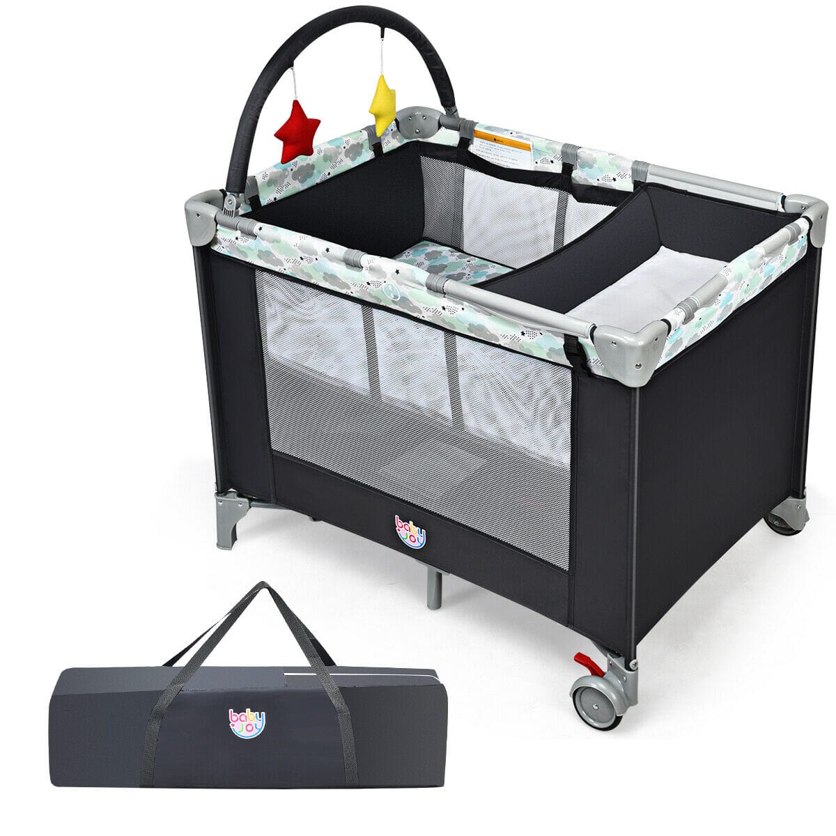  Pamo Babe Portable Crib for Baby Nursery Center Playard Baby  Playpen Travel Crib Diaper Changer with Mattress : Baby